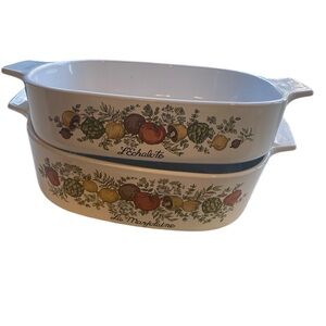 Spice of Life Corningware casseroles. L’eschalote  & La Marjolaine. No lids.